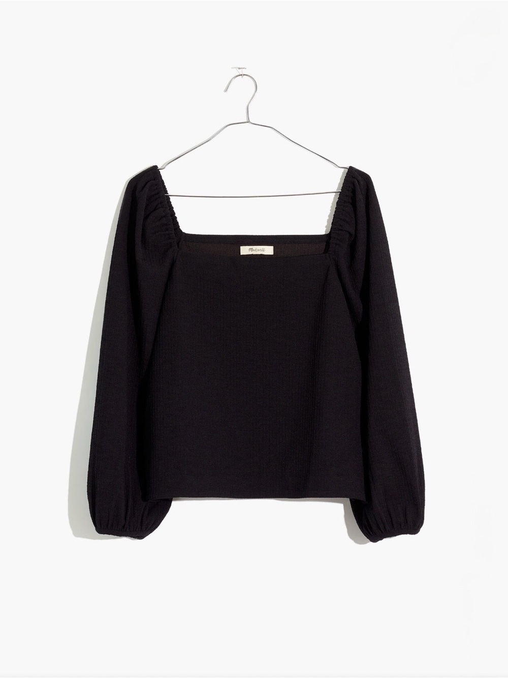 NWT: Madewell - Crepe Square-Neck Puff-Sleeve Top - Size L